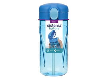 Sistema Hydrate Quick Flip Top steklenička s slamico 520 ml, modra