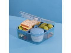 Sistema Sistema Ocean Bound Bento Cube trikomorna škatla s posodico za jogurt in 2 pladnjema 1,25 l, modra