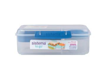 Sistema To Go Bento škatla za kosilo s posodico za jogurt in dvema pladnjema 1,65 l, modra