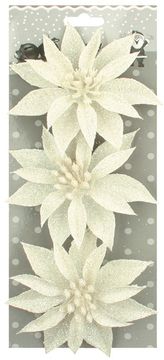 Bele bleščice božične vrtnice 3pcs