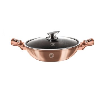 Berlingerhaus Ponev WOK z marmornato površino 30 cm Rosegold Metallic Line BH-7100