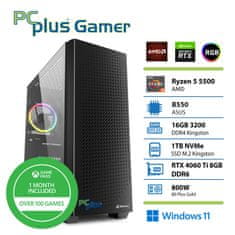 PCplus Gamer Ryzen 5 5500 16GB 1TB SSD RTX 4060 Ti 8GB Windows 11 Home + Xbox GP gaming namizni računalnik