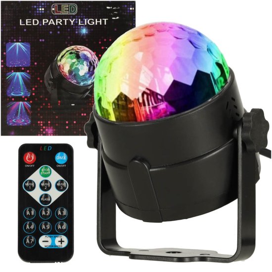 WOWO Projektor RGB LED Disco Ball - z daljinskim upravljalnikom