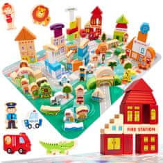 WOWO Lesene puzzle kocke City Motifs - Poučne lesene puzzle kocke - City Motifs, 120 kos.
