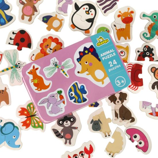 WOWO Puzzle Živali - Puzzle Živali v pločevinki - 24 kosov