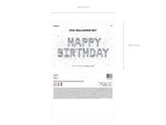 WOWO Srebrna folija balonska dekoracija Happy Birthday - Folija balonska dekoracija Happy Birthday srebrna 340x35 cm