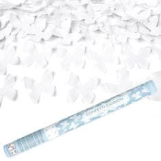 WOWO Beli metuljček Confetti Tube - Konfetni tube z belimi metuljčki 80 cm