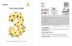 WOWO Dekoracija za rojstni dan - Folija balon številka 3 Gepard 55x75 cm