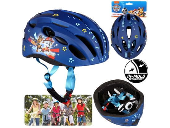 Paw Patrol Paw Patrol Chase Marshall Rubble Otroška kolesarska čelada IN-MOLD mornarsko modre barve, fantovska, nastavljiva 52-56 cm