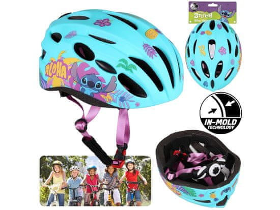 Disney DISNEY Stitch Turkizna otroška kolesarska čelada IN-MOLD, dekliška, nastavljiva, 52-56 cm