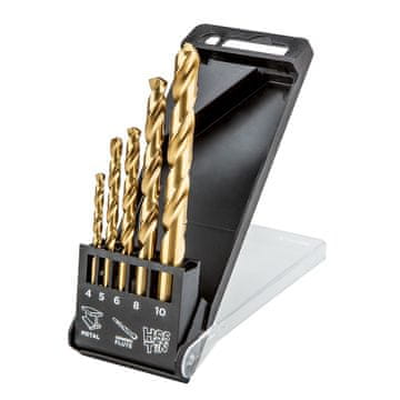 Topex Svedri za kovino HSS-TiN, 4,0–10 mm, komplet 5 kosov