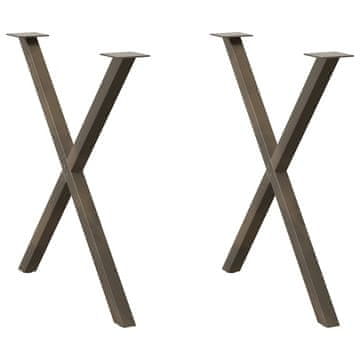 Vidaxl Noge za jedilno mizo v obliki črke X, 2 kosa, naravno jeklo, 80 x (72-73) cm, jeklo