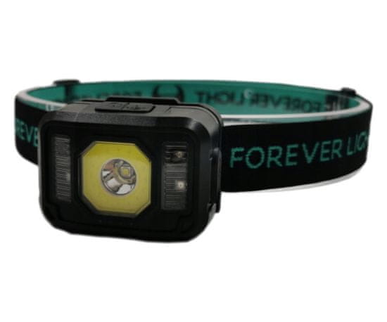 Forever SENSO naglavna LED svetilka, 3W, 270 lumnov, 4 načini svetenja, polnilna baterija, upravljanje z gestami, senzor gibanja, IP64 vodoodpornost, črna
