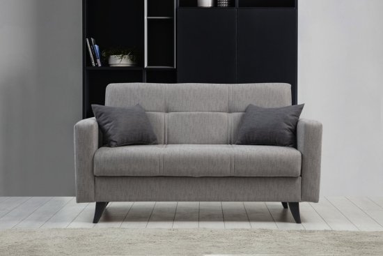 Atelier Del Sofa Raztegljiv kavč z dvema sedežema, Polya - svetlo siva