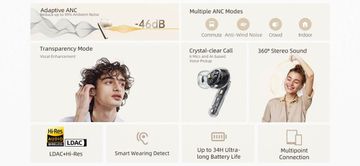 QCY HT08 MeloBuds pro, brezžične slušalke s polnilno škatlico, Hi-Res, ANC, 6 mikrofonov, bele