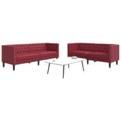 Vidaxl Komplet Chesterfield kavčev 2-delna rdeče umetno usnje