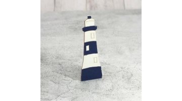 Rayher.	 Morski svetilnik belo-moder, 15.5x5.5cm, leseni dekor