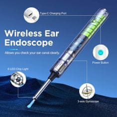 Netscroll Orodje za odstranjevanje ušesnega masla s kamero, brezžični čistilec ušes z LED lučko, vizualni endoskop za iOS & Android, večnamenski mikroskop za insekte & rastline, USB-C polnjenje,EarStick