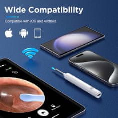 Netscroll Orodje za odstranjevanje ušesnega masla s kamero, brezžični čistilec ušes z LED lučko, vizualni endoskop za iOS & Android, večnamenski mikroskop za insekte & rastline, USB-C polnjenje,EarStick