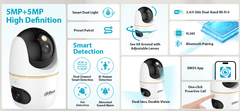 Dahua H5D-5F notranja WiFi kamera z dvojnim objektivom, 5MP 2880 × 1620, avto sledenje