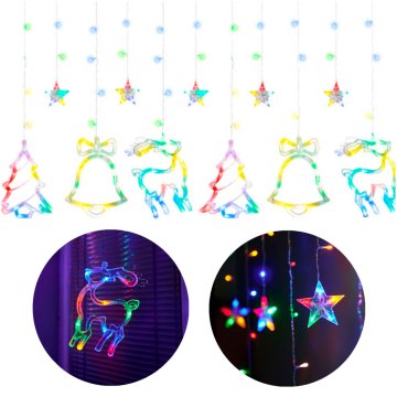WOWO Večbarvne LED zavese - 2,5 m 138 LED z 8 načini osvetlitve IP44