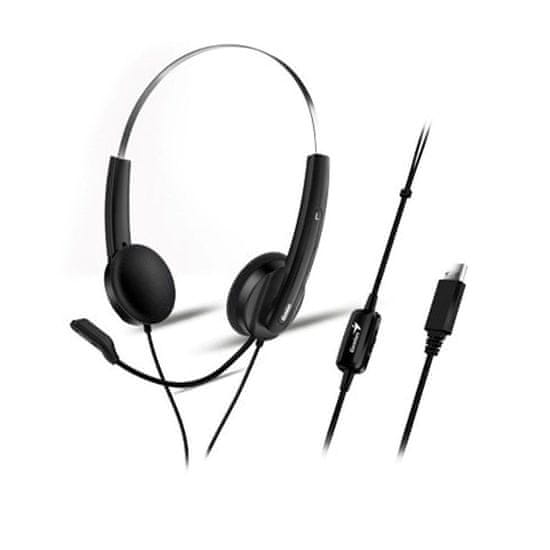 Genius HS-220U (31710020400) črne, lahke slušalke z mikrofonom za online komunikacijo