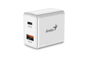 Genius Hitri stenski polnilec PD-20AC 20 W, 3A bel PD / QC 3.0 (32590005400)