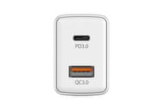 Genius Hitri stenski polnilec PD-20AC 20 W, 3A bel PD / QC 3.0 (32590005400)
