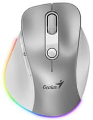 Genius Ergo 9000S Pro Bluetooth (31030039402) polnilna RGB srebrna ergonomska brezžična miška