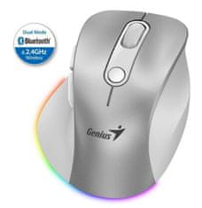 Genius Ergo 9000S Pro Bluetooth (31030039402) polnilna RGB srebrna ergonomska brezžična miška