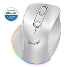 Genius Ergo 9000S Pro Bluetooth (31030039400) polnilna RGB perla bela ergonomska brezžična miška