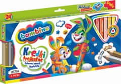 WOWO Lesene barvice BAMBINO - trikotne, 24 barv s šilčkom