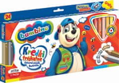 WOWO Lesene barvice BAMBINO - trikotne, 24 barv s šilčkom