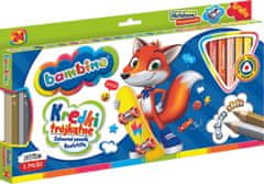 WOWO Lesene barvice BAMBINO - trikotne, 24 barv s šilčkom