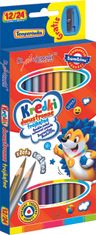 WOWO BAMBINO Double-Sided Crayons - dvostranske trikotne šolske barvice 12/24 barv s šilčkom