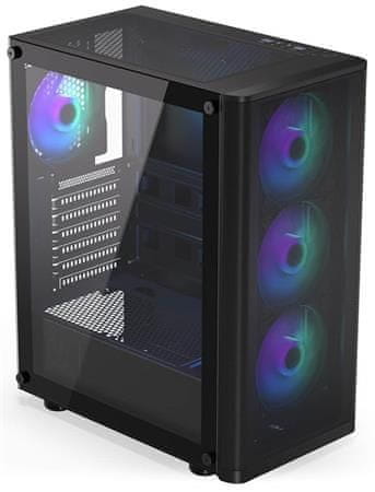 Endorfy ohišje Ventum Ventum 200 ARGB 4 × 120 mm ventilator ARGB, 2 × USB 3.0, kaljeno steklo, črno