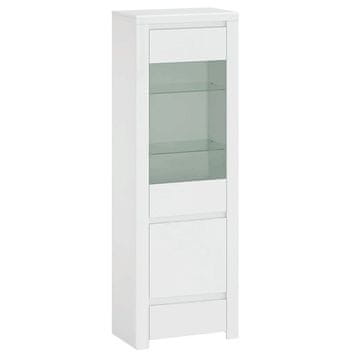 KONDELA Vitrina enovratna Linda 1D1W1S - bela sijaj