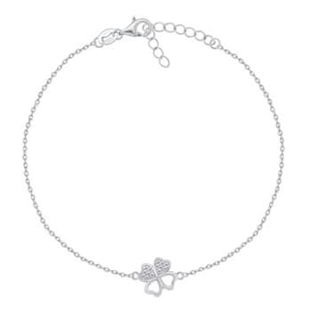 Brilio Silver Srebrn gležnjar s štiriperesno deteljico ANK108W