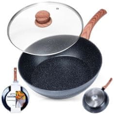 shumee Indukcijska ponev s steklenim pokrovom, granitna, neoprijemljiva, VILDE 28 cm
