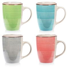 shumee Keramične skodelice za kavo in čaj z ročajem, set 4, 350 ml