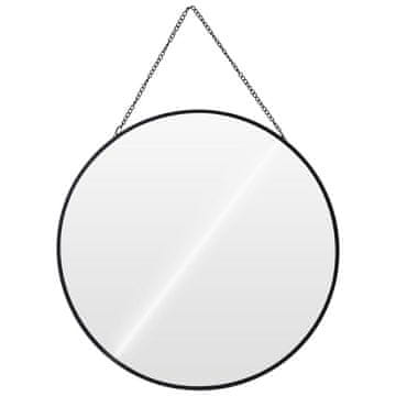 shumee Ogledalo na verižici v črnem kovinskem okvirju okroglo 29 cm