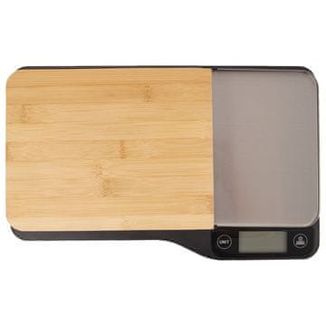 shumee Kuhinjska tehtnica z bambusovo ploščo in jeklenim pladnjem velika ploščata elektronska 5kg