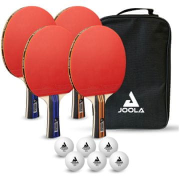 shumee Komplet 4 loparjev za namizni tenis, žogice, ovitek, JOOLA Family Adv