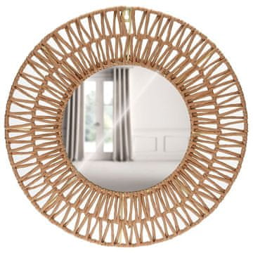 shumee Pleteno ogledalo v okvirju iz sivega papirja, okroglo boho, 45 cm