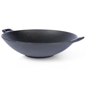 shumee Litoželezna ponev za vok litoželezna plošča z dvema ročajema okrogla 30 cm