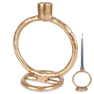shumee Svečnik za dolgo svečo, aluminij, zlata, 19 cm