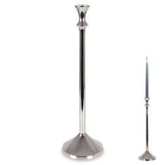 shumee Svečnik za dolgo svečo, aluminij, srebrn, 40 cm