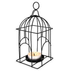 shumee Lantern svečnik za čajne svečke iz kovinske črne ptičje kletke