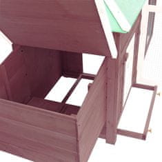 Vidaxl Kokošnjak z gnezdom mocha 190x72x102 cm trden les jelke