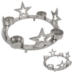 shumee Svečnik za 4 čajne svečke, podstavek za svečo, aluminij, božična zvezda, 4 kosi, 25 cm